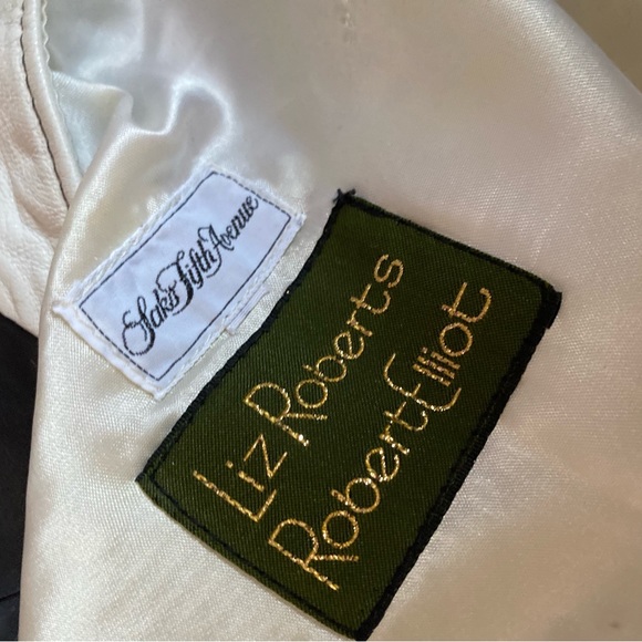 Black and white vintage genuine leather skirt - Picture 5 of 6